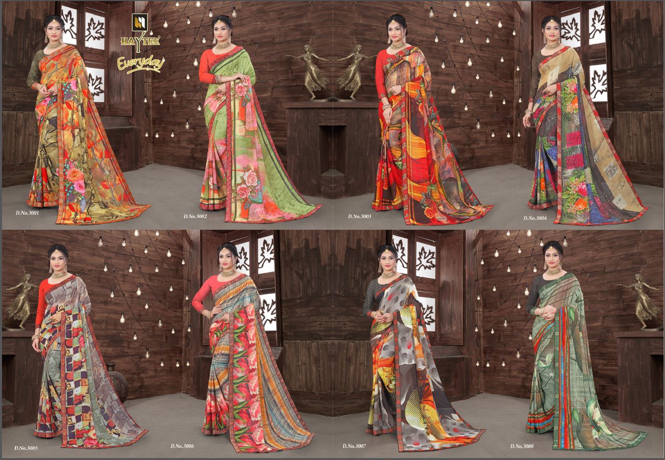 Haytee Everyday Latest Daily Wear Fancy Printed Bordered Saree Collection
